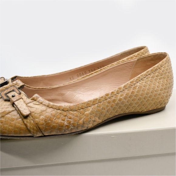 GIORGIO ARMANI Vintage Genuine Python Ballet Flats Size 37.5 Made in Italy - Picture 10 of 16